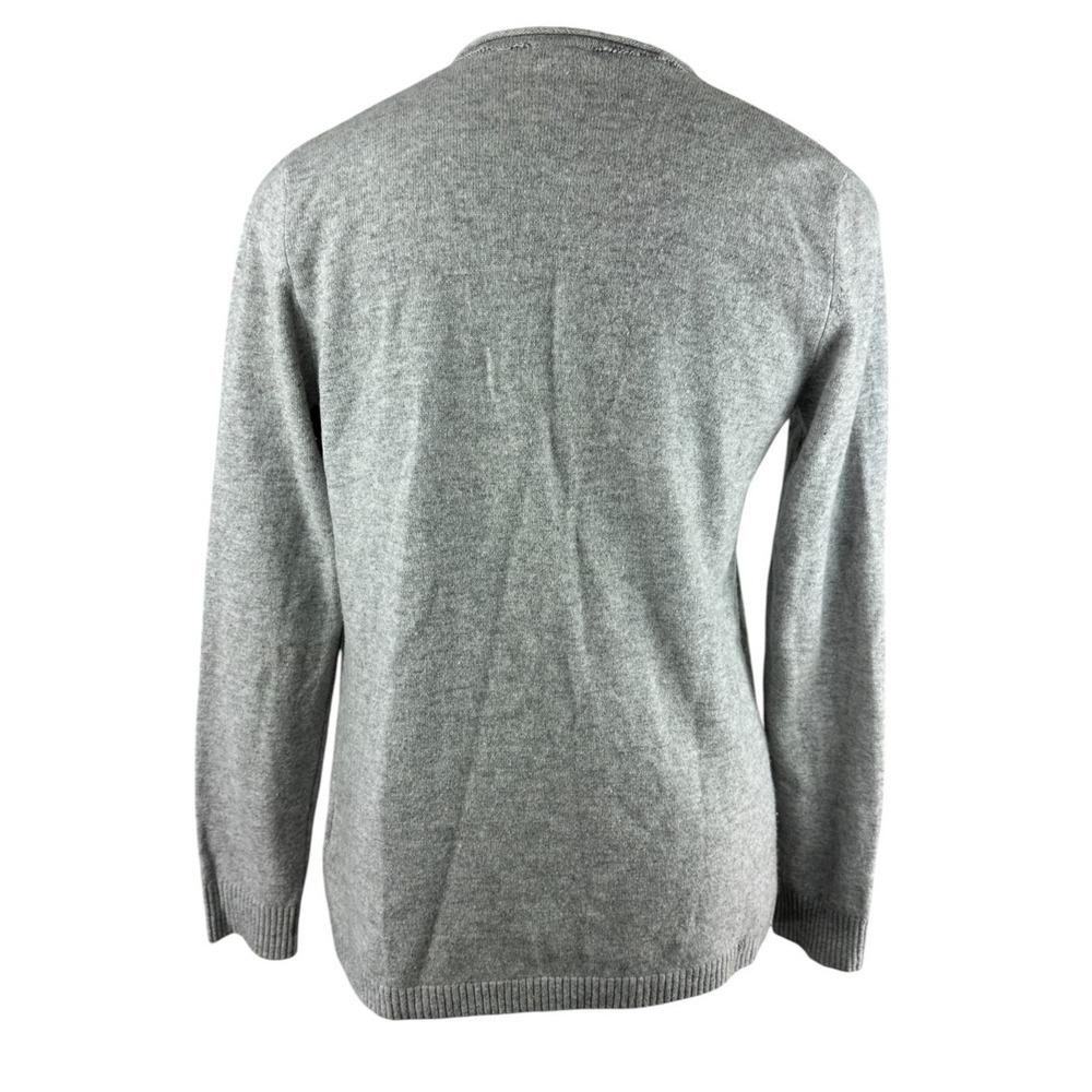 L.L. Bean 100% Cashmere Gray Open Front Cardigan Sweater Women's Medium Pockets - Picture 7 of 16